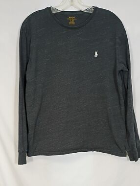 Polo Ralph Lauren Mens Gray Long Sleeve Cotton Shirt Sz  Large Winter Athleisure